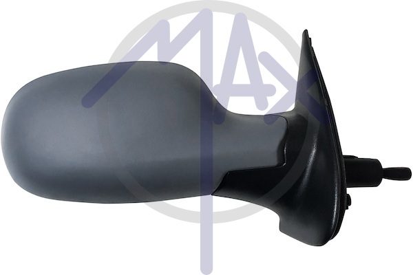 Exterior rear-view mirror, right, cable adjustment, cover for painting, convex chrome glass