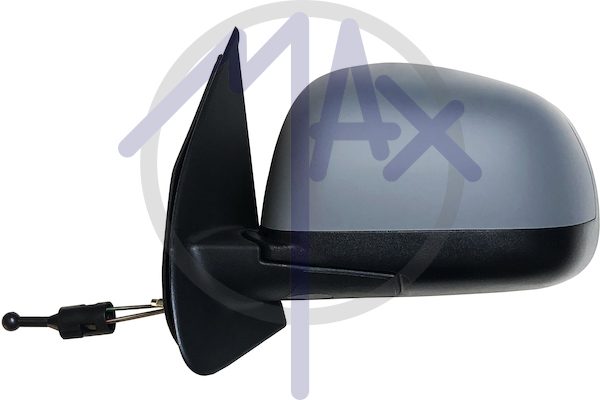 Exterior rear-view mirror, left, cable adjustment, cover for painting, convex chrome glass