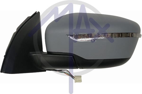 Specchietto retrovisore esterno sinistro, elettrico, calotta da verniciare, con freccia, vetro convesso cromato riscaldato