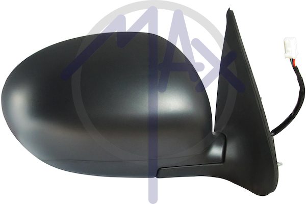 Right outer rear-view mirror, electric, cover to be painted, heated chrome convex glass, 5 pin