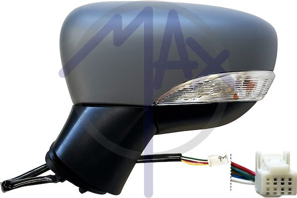 Specchietto retrovisore esterno sinistro, elettrico, calotta da verniciare, con freccia, vetro convesso cromato, 5 pin