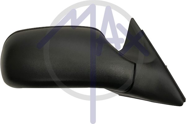 Exterior rear-view mirror right, cable adjustment, black cap, convex silver glass
