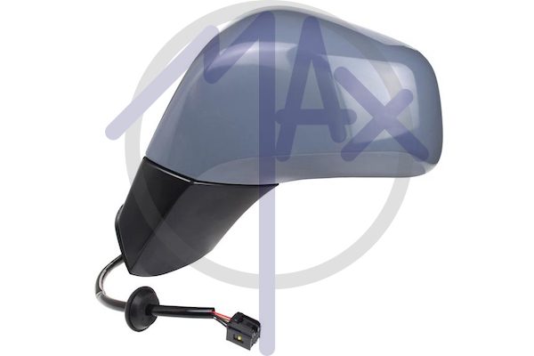 Specchietto retrovisore esterno sinistro, elettrico, calotta da verniciare, base nera, vetro asferico cromato riscaldato, 5 pin