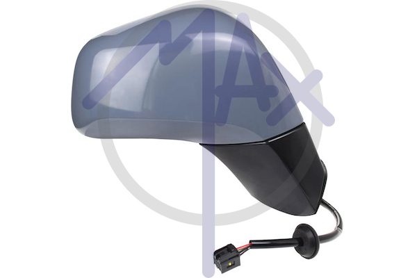 Specchietto retrovisore esterno destro, elettrico, calotta da verniciare, base nera, vetro convesso cromato riscaldato, 5 pin