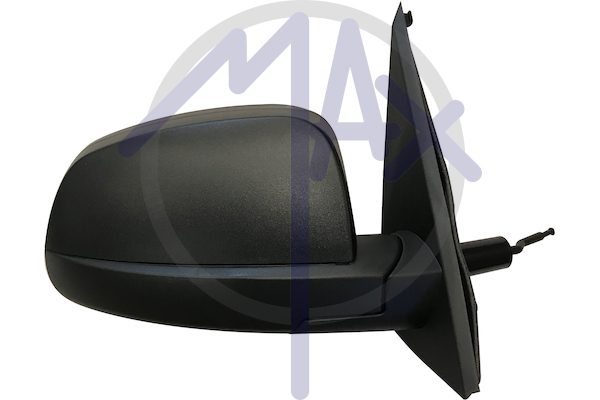 Right outer rear-view mirror, cable adjustment, black cover, convex chrome glass
