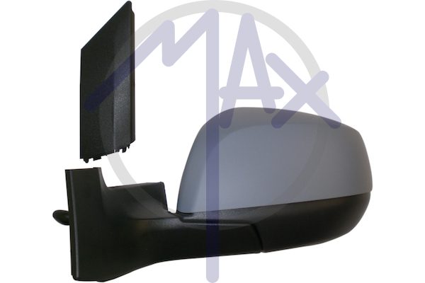 Exterior rear-view mirror, left, cable adjustment, cover for painting, convex chrome glass