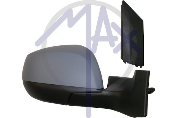 Exterior rear-view mirror, right, cable adjustment, cover for painting, convex chrome glass