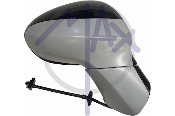 Specchietto retrovisore esterno destro, elettrico, calotta da verniciare, base da verniciare, vetro convesso cromato riscaldato, 5 pin