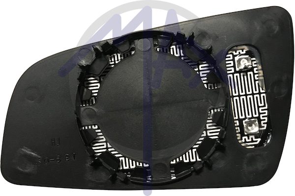 Right rear-view mirror glass, convex chrome, heated