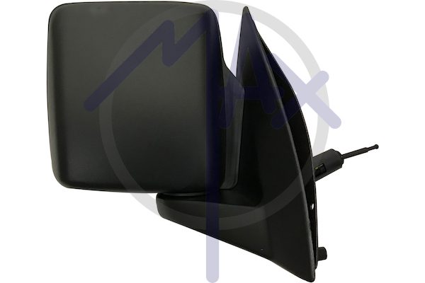 Right outer rear-view mirror, cable adjustment, black cover, convex chrome glass
