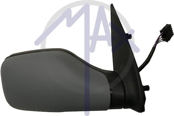 Specchietto retrovisore esterno destro, elettrico, calotta da verniciare, vetro convesso argentato riscaldato