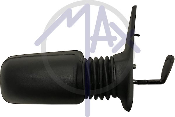 Exterior rear-view mirror right, cable adjustment, black cap, convex silver glass