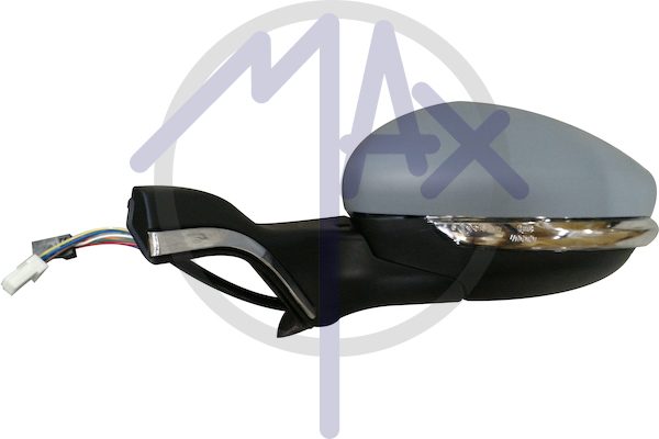Specchietto retrovisore esterno sinistro, elettrico, calotta da verniciare, con freccia, ripiegabile elettricamente, vetro convesso cromato riscaldato, 9 pin