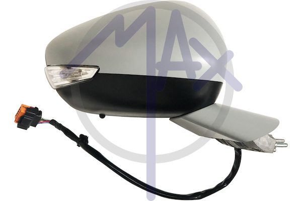 Specchietto retrovisore esterno destro, elettrico, calotta da verniciare, con freccia, con sensore temperatura, vetro convesso cromato riscaldato, 8 pin