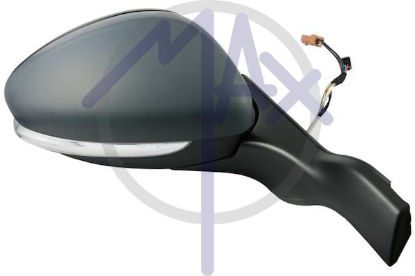 Specchietto retrovisore esterno destro, elettrico, calotta da verniciare, con freccia, con sensore temperatura, vetro convesso cromato riscaldato, 9 pin