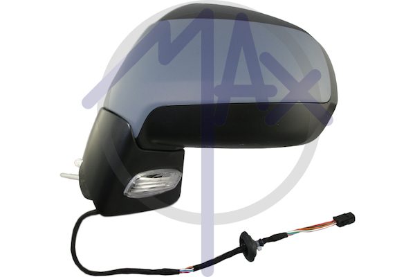 Specchietto retrovisore esterno sinistro, elettrico, calotta da verniciare, con freccia, con luce di cortesia, ripiegabile elettricamente, vetro convesso cromato riscaldato, 9 pin