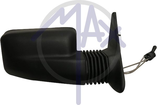 Exterior rear-view mirror right, cable adjustment, black cap, convex silver glass