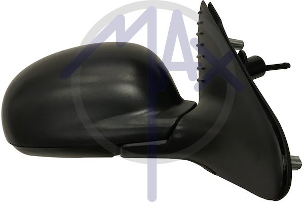 Right outer rear-view mirror, cable adjustment, black cover, convex chrome glass