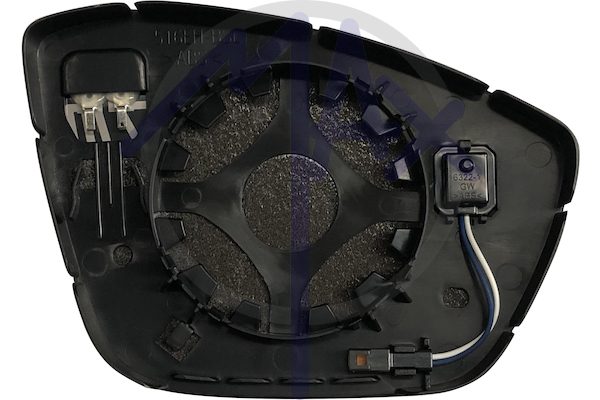 Rear-view mirror glass left, convex chrome heated, with BLIS system (blind spot)