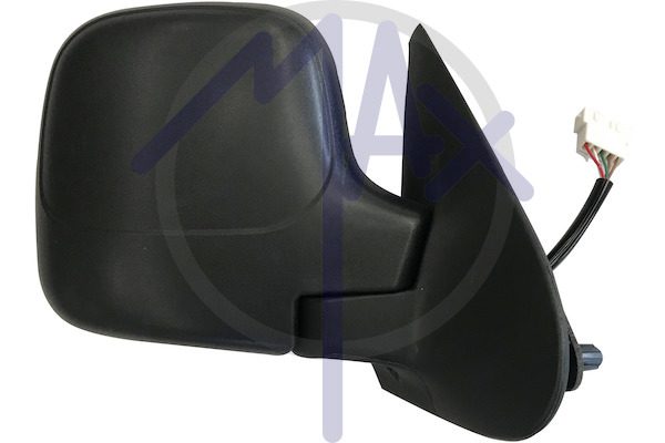 Exterior rear-view mirror right, electric, black cap, convex chrome heated glass