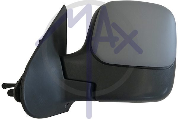 Exterior rear-view mirror, left, cable adjustment, cover for painting, convex chrome glass