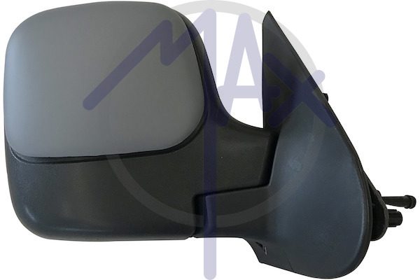 Exterior rear-view mirror, right, cable adjustment, cover for painting, convex chrome glass