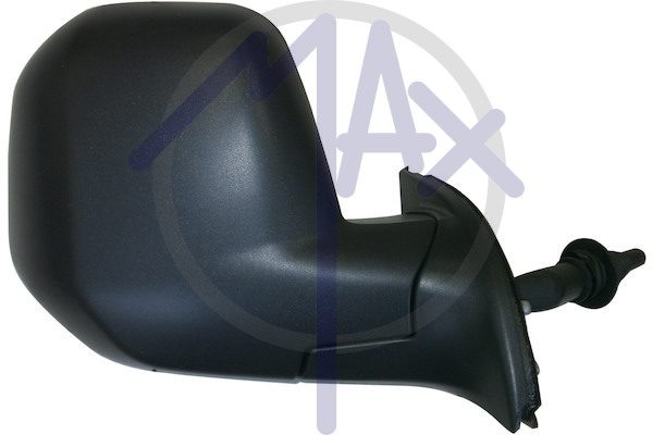 Right outer rear-view mirror, cable adjustment, black cover, convex chrome glass