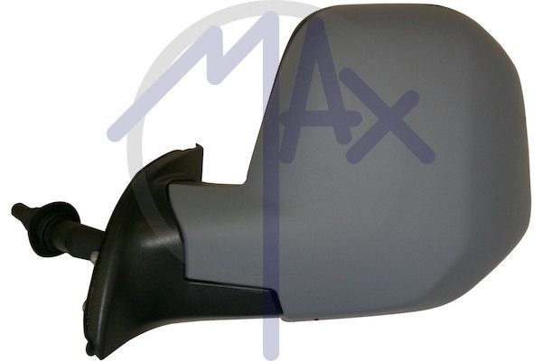 Exterior rear-view mirror, left, cable adjustment, cover for painting, convex chrome glass