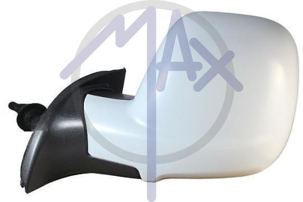 Exterior rear-view mirror, left, cable adjustment, cover for painting, convex chrome glass