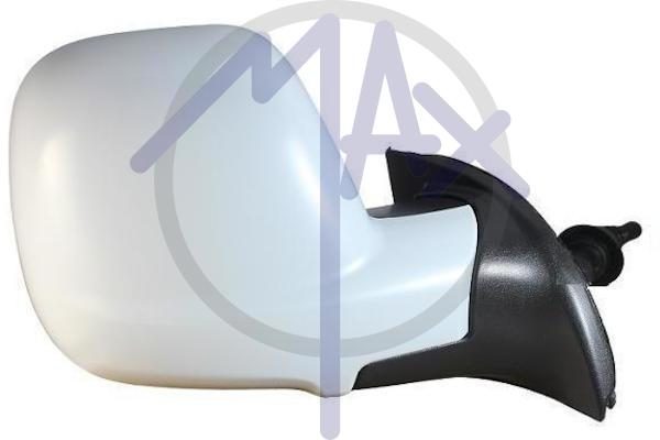 Specchietto retrovisore esterno destro, regolazione a cavi, calotta da verniciare, con sensore temperatura, vetro convesso cromato, 2 pin