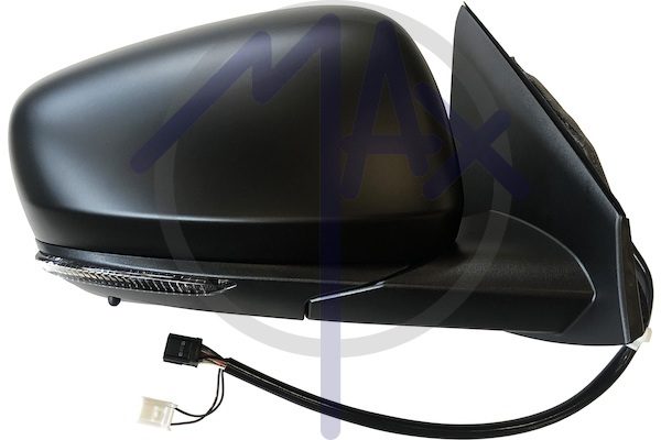 Specchietto retrovisore esterno destro, elettrico, calotta da verniciare, con freccia, ripiegabile elettricamente, con sensore temperatura, con sistema BLIS (angolo cieco), vetro convesso cromato riscaldato, 13 pin
