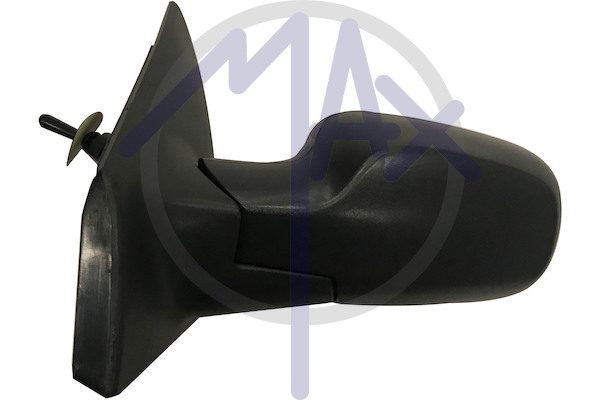 Exterior rear-view mirror left, cable adjustment, black cap, aspherical chrome glass