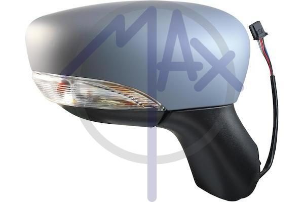 Specchietto retrovisore esterno destro, elettrico, calotta da verniciare, con freccia, con sensore temperatura, vetro convesso cromato riscaldato, 9 pin