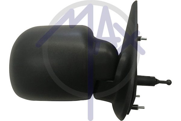 Right outer rear-view mirror, cable adjustment, black cover, convex chrome glass