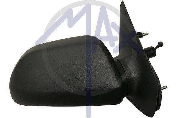 Exterior rear-view mirror right, cable adjustment, black cap, convex silver glass