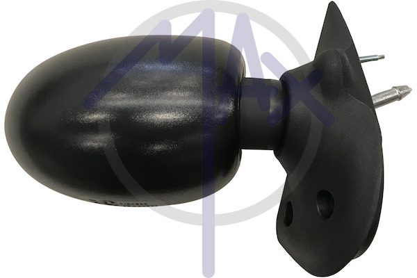 Exterior rear-view mirror right, cable adjustment, black cap, convex silver glass