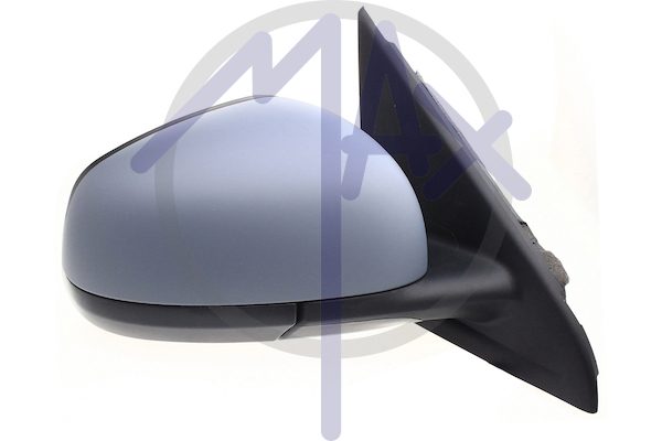 Specchietto retrovisore esterno destro, regolazione a cavi, calotta da verniciare, con sensore temperatura, vetro convesso cromato, 2 pin
