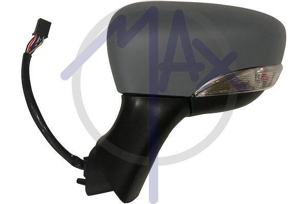 Specchietto retrovisore esterno sinistro, elettrico, calotta da verniciare, con freccia, ripiegabile elettricamente, vetro asferico cromato riscaldato, 9 pin