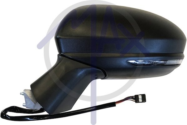 Specchietto retrovisore esterno sinistro, elettrico, calotta nera, con freccia, vetro asferico cromato riscaldato, 7 pin