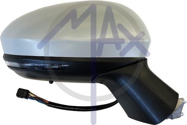 Specchietto retrovisore esterno destro, elettrico, calotta da verniciare, con freccia, ripiegabile elettricamente, con sensore temperatura, vetro convesso cromato riscaldato, 11 pin
