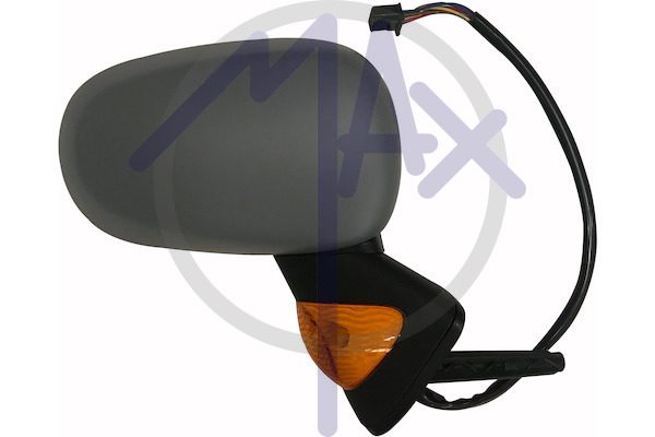 Specchietto retrovisore esterno destro, elettrico, calotta da verniciare, con freccia ambrata, ripiegabile elettricamente, con sensore temperatura, vetro convesso cromato riscaldato