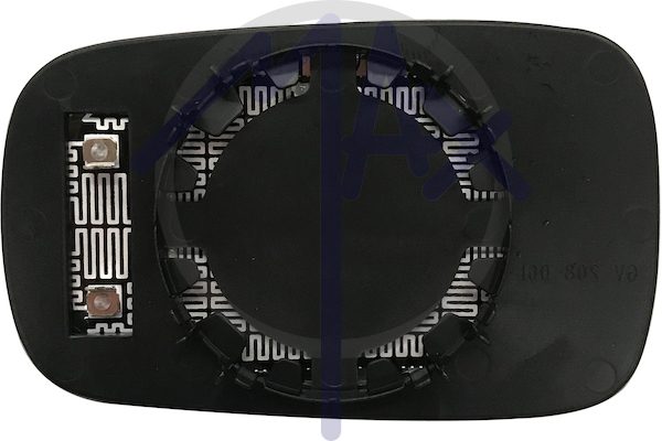 Rear-view mirror glass right, heated blue convex