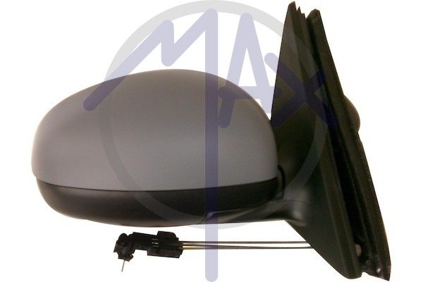 Exterior rear-view mirror, right, cable adjustment, cover for painting, convex chrome glass