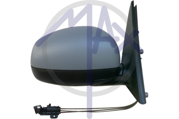Exterior rear-view mirror, right, cable adjustment, cover for painting, convex chrome glass