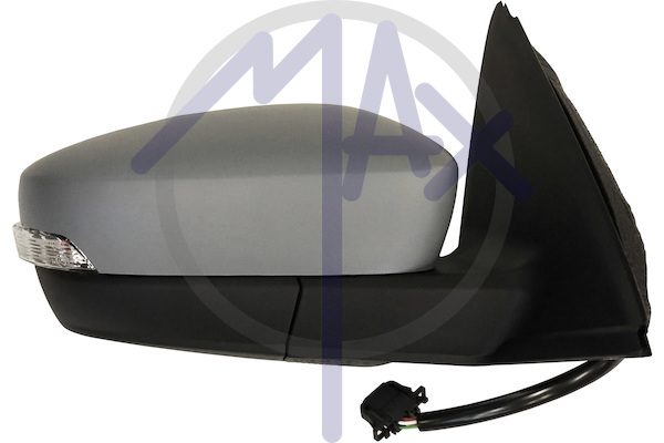 Right outer rear-view mirror, electric, cover to be painted, with indicator, heated chrome convex glass, 6 pin