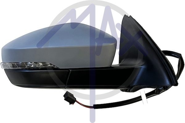 Right outer rear-view mirror, electric, cover to be painted, with indicator, heated chrome convex glass, 6 pin