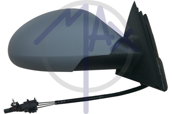 Exterior rear-view mirror, right, cable adjustment, cover for painting, convex chrome glass