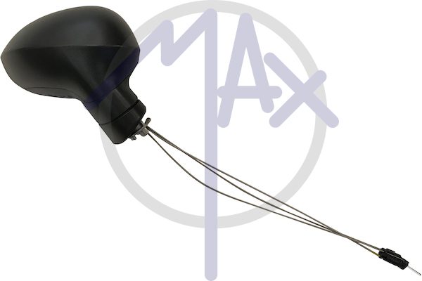 Right outer rear-view mirror, cable adjustment, black cover, convex chrome glass