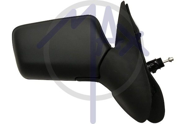 Right outer rear-view mirror, cable adjustment, black cover, convex chrome glass