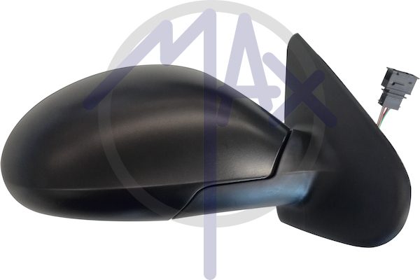 Exterior rear-view mirror right, electric, black cap, convex chrome heated glass